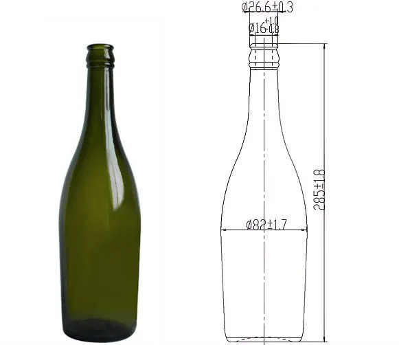 640 ml verde champagne glass bottle-Botellas-Identificación del ...