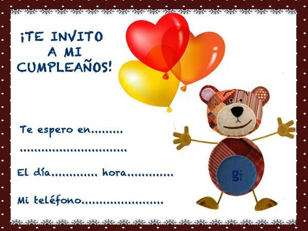 Tarjetas de invitación para cumpleaños de niños para imprimir - Imagui