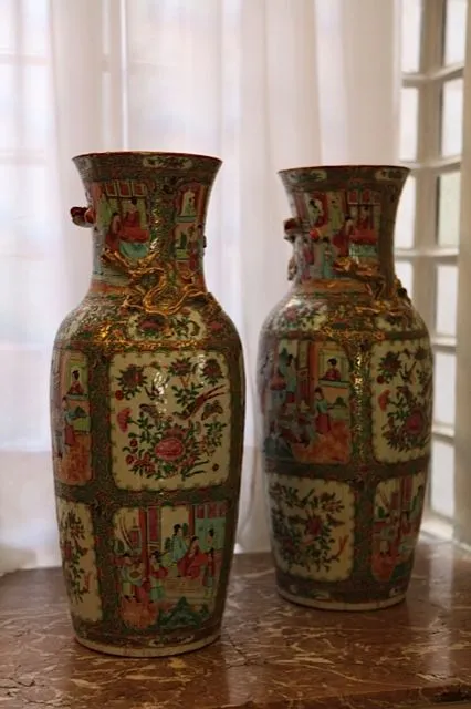 83- pareja de jarrones de porcelana china | Paisajistas Marbella