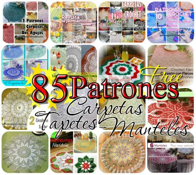 85 Patrones de Carpetas, Tapetes y Manteles Crochet y Dos agujas / Colección