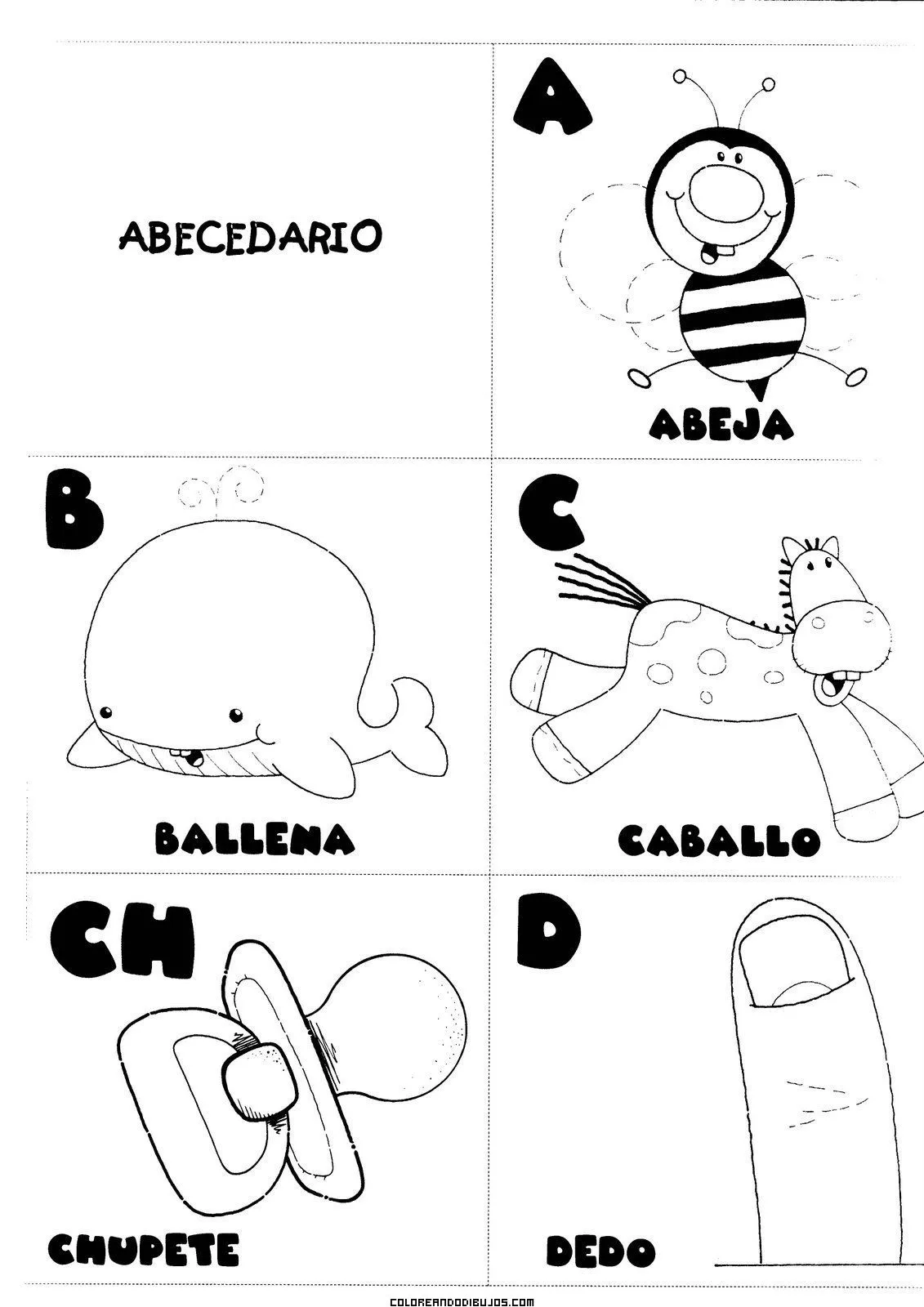 Letras A, B, C, CH, D para colorear