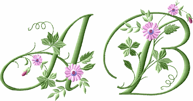ABC Designs Elegant Floral Initials Machine Embroidery Designs 4x4 ...
