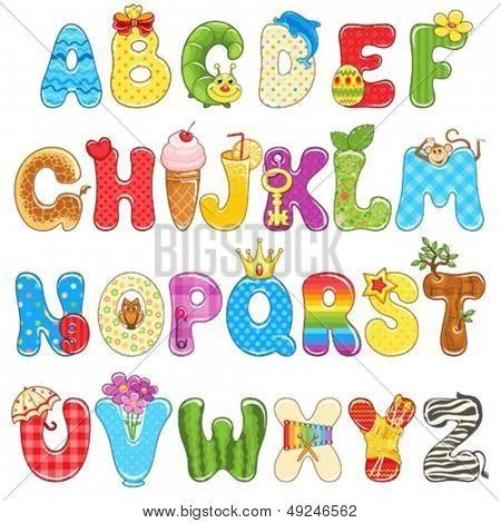 Vectores y fotos en stock de Colorido niños alfabeto deletreado ...