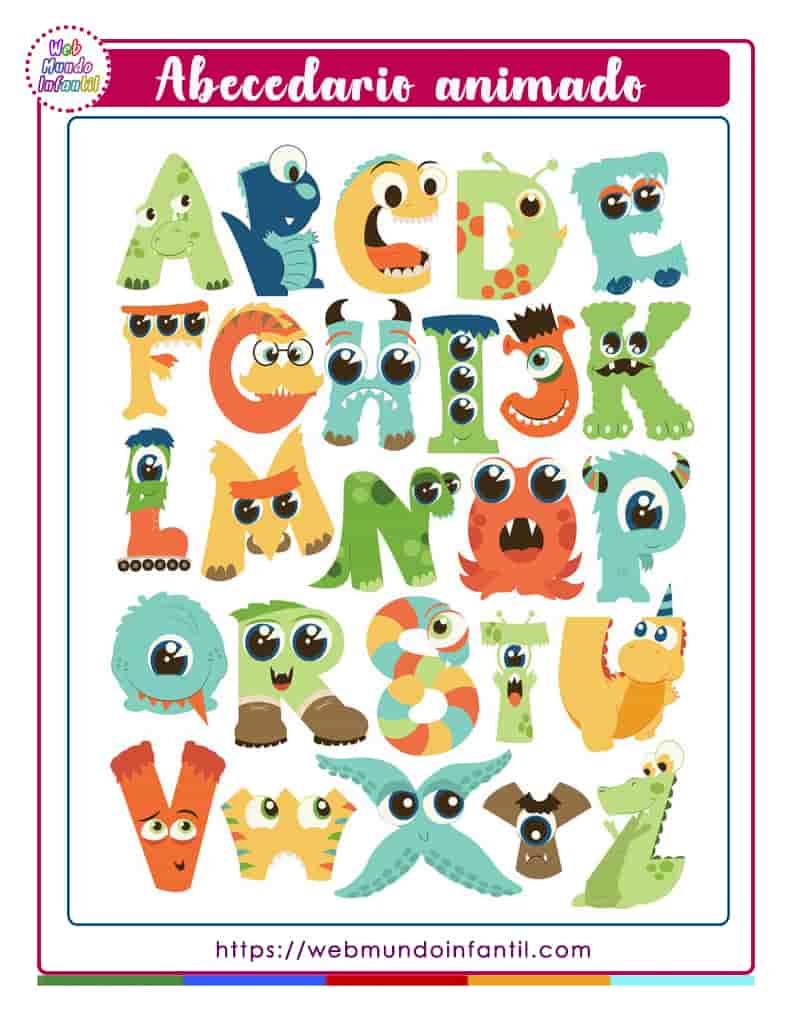 Abecedario animado para niños para IMPRIMIR Y COLOREAR Abecedario animado para niños para IMPRIMIR Y COLOREAR
