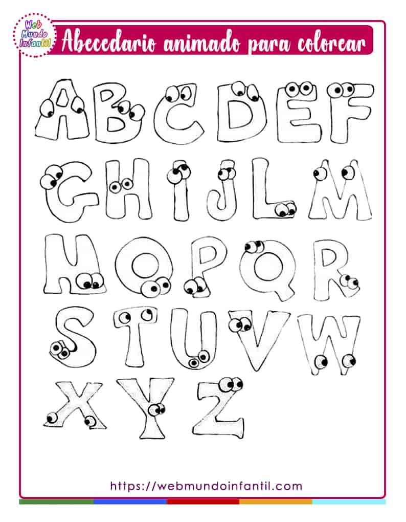 Abecedario animado para niños para IMPRIMIR Y COLOREAR Abecedario animado para niños para IMPRIMIR Y COLOREAR