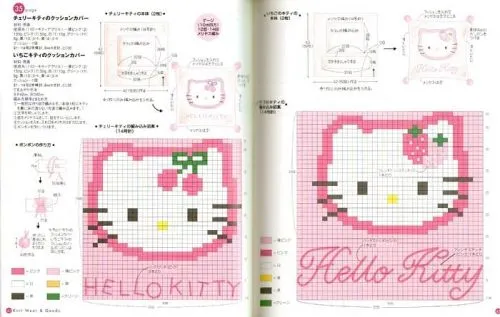 Graficos de Hello Kitty en punto cruz para baberos - Imagui