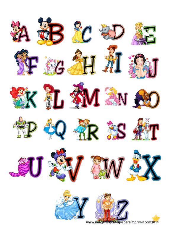 abecedario con imagenes de disney-Colorear dibujos,letras, Actividades  infantiles