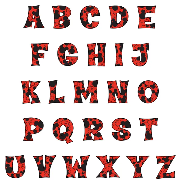 Simpático alfabeto inspirado en Mickey Mouse. | Oh my Alfabetos!