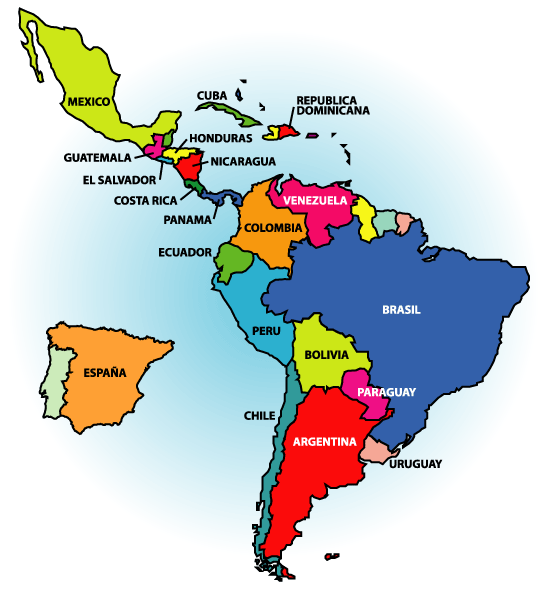 Mapas latinoamerica con nombre - Imagui