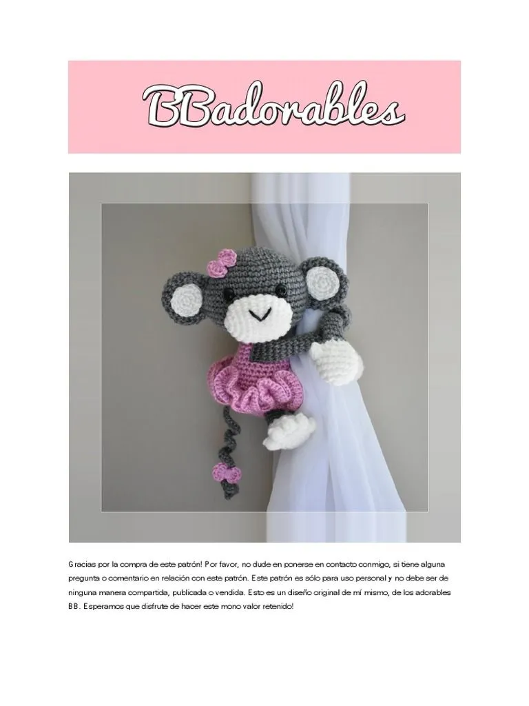 Abraza Cortinas Monita Con Tutu | PDF | Artes Textiles | Costura