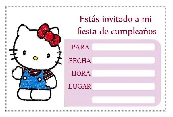 Invitación cumpleaños Hello Kitty | Area Infantil