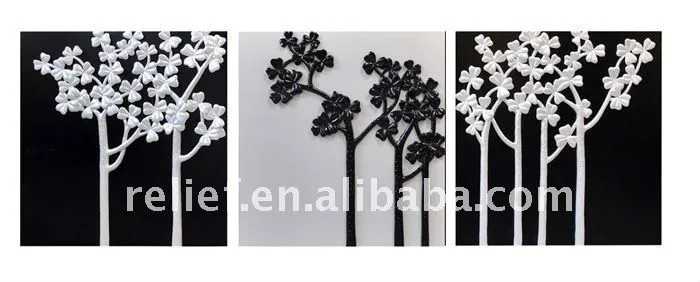 Abstracto del árbol blanco y negro de la pared arte - triptico ... Abstracto del árbol blanco y negro de la pared arte - triptico ...