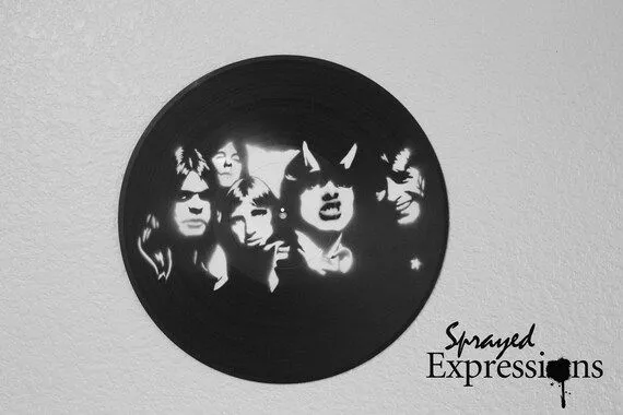 AC/DC Vinyl Record Painting by SprayedExpressions on Etsy