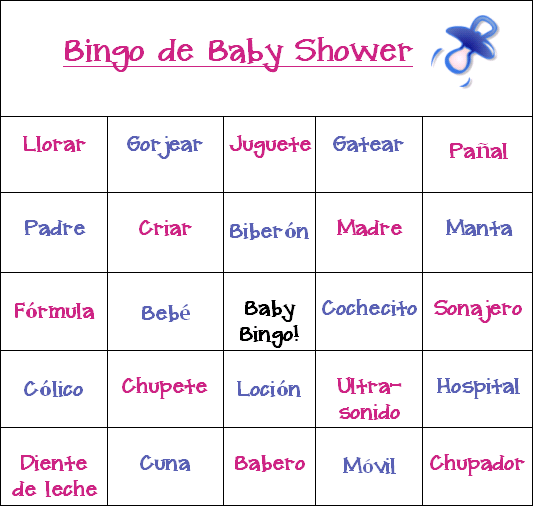 Gratis tarjetas de baby shower BINGO - Imprimalas ahora!
