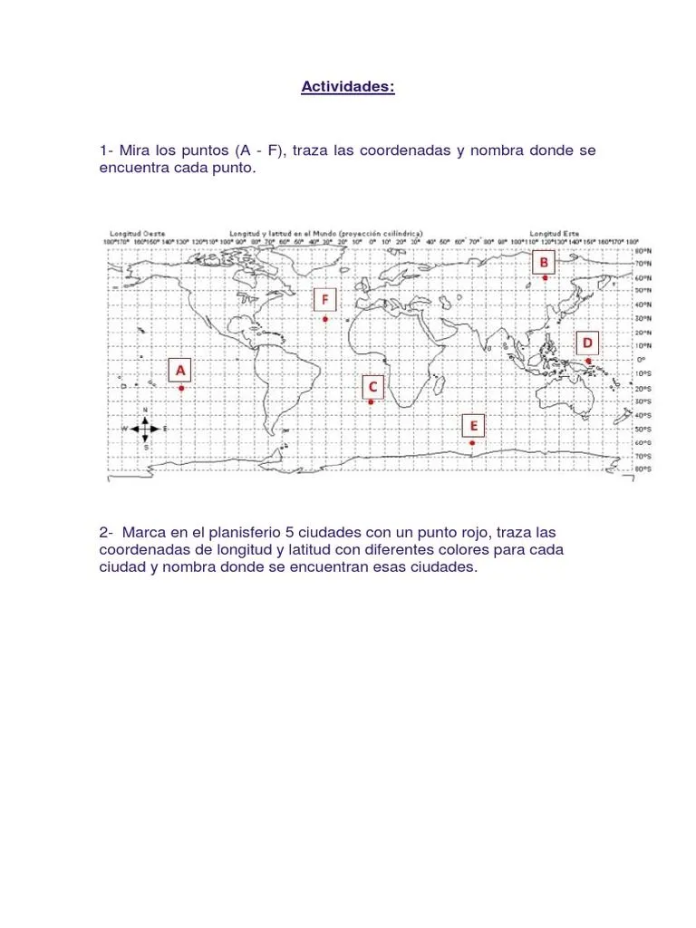 Actividades Coordenadas Geograficas | PDF | Geografía | Navegación