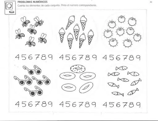 Conjuntos matemáticos para niños de preescolar para colorear - Imagui
