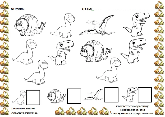 Actividades para niños de preescolar de dinosaurios - Imagui