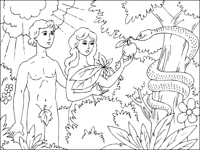 Dibujos de adan y eva en el jardin del eden PARA COLOREAR - Imagui