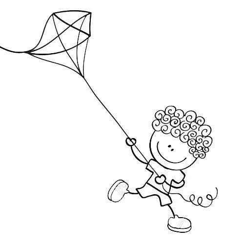 Dibujos de niños volando papalote para colorear - Imagui