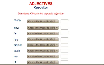 Los adjetivos. Forma los contrarios.-Inglés fácil para primaria Los adjetivos. Forma los contrarios.-Inglés fácil para primaria