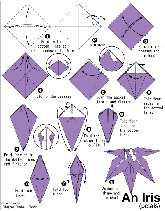 Origamis: Flor de Iris | La Vie en Rose | Pinterest | Origami ...