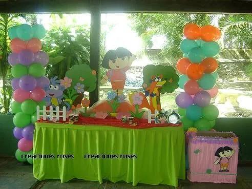 Adornos con globos de Dora la exploradora - Imagui