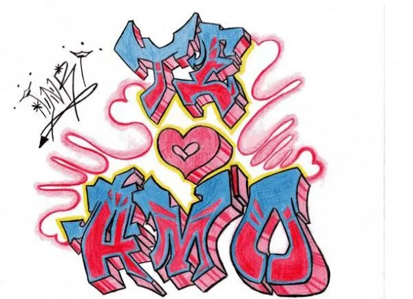 Grafitis que digan te amo para colorear - Imagui
