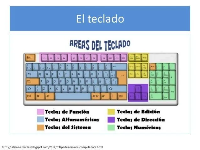 Afiche la computadora y sus partes y el teclado (