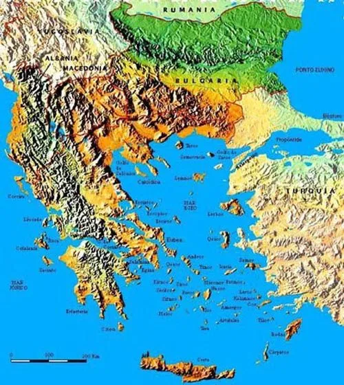 Grecia Mapa físico mudo - Imagui