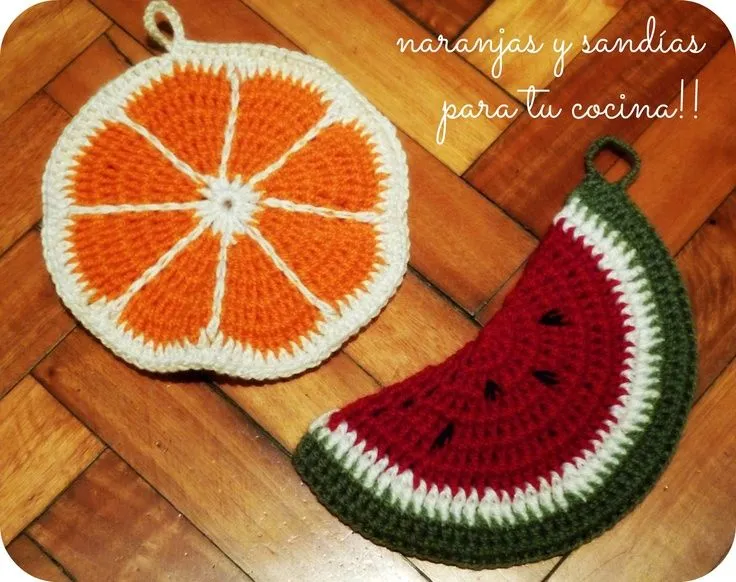 Agarraderas de crochet con forma de frutas | Tejido | Pinterest ...