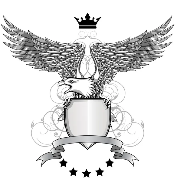 Águia com emblema e escudo — Vetor de Stock © dagadu #7685404