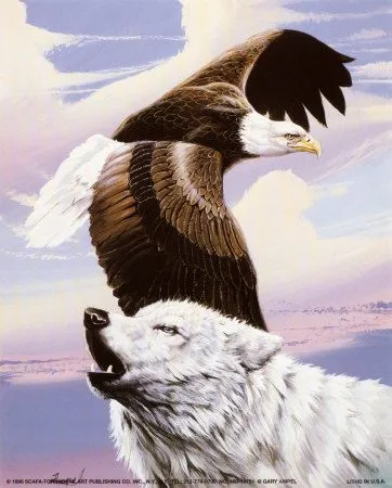 Águila volando con lobo Pósters por Gary Ampel en AllPosters. Águila volando con lobo Pósters por Gary Ampel en AllPosters.
