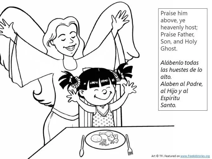 Alabado sea Dios: Paginas para pintar – Praise God from Whom all Blessings  Flow: Coloring Pages – Free Kids Stories