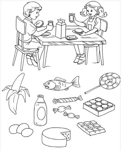 Dibujos de alimentos nutritivos para colorear - Imagui