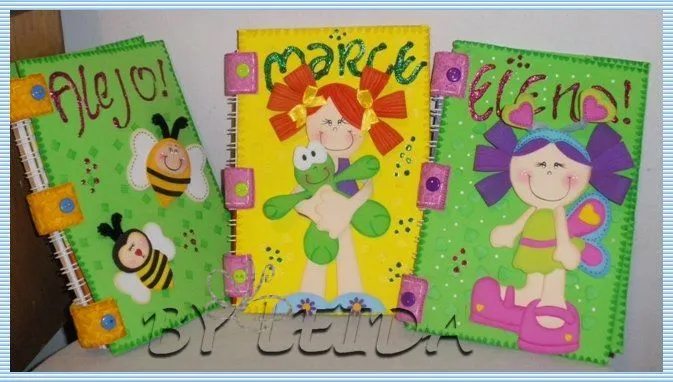 Cuadernos decorados con foami juveniles - Imagui