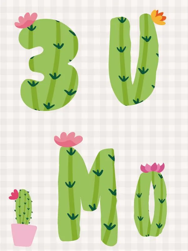 Alfabeto cactus, clipart abecedario suculentas, letras y números forma de  cactus – Una Fiesta Bonita