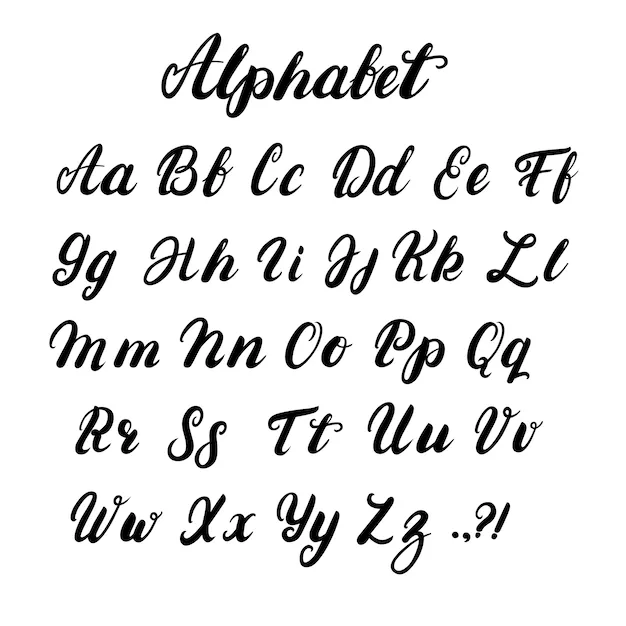 Alfabeto de caligrafía minúscula y mayúscula escrita a mano | Vector Premium