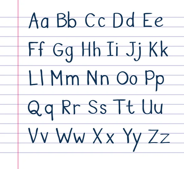 alfabeto manuscrito en papel rayado — Vector stock © Noedelhap ...