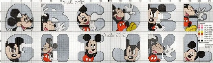 Alfabeto de Mickey para punto de cruz. | ABC y NUMEROS EN PUNTO DE ...