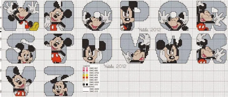 Alfabeto de Mickey para punto de cruz. | Punto de cruz | Pinterest