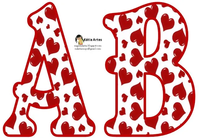 Alfabeto relleno con corazones rojos. | Alphabet | Pinterest | Html