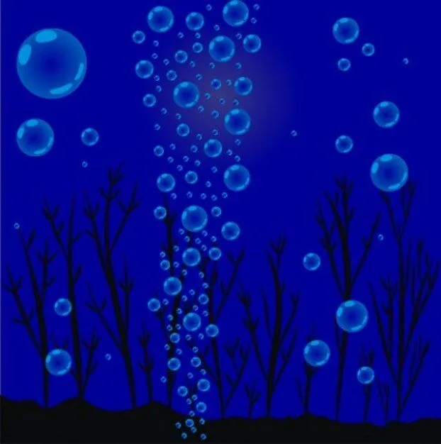 Algas bajo el agua con burbujas en el fondo azul | Descargar ...