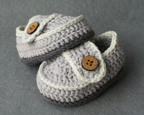 Algodon Patucos/Mocasines de crochet para bebe por atelierbagatela
