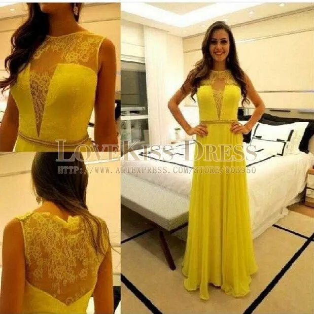 Aliexpress.com: Comprar Amarillo Vestido De Gala con la blusa del ...