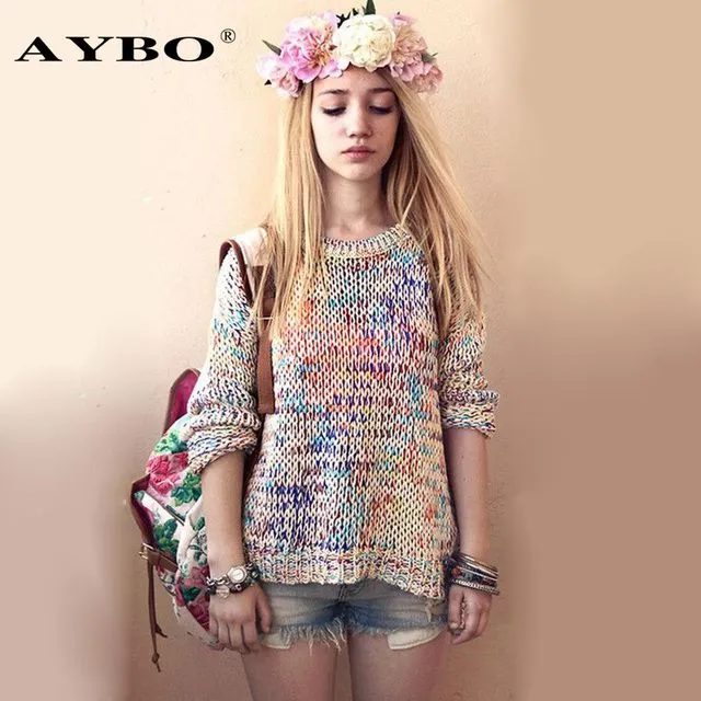 Aliexpress.com: Comprar Arco iris De manga larga otoño suéter 2015 ...