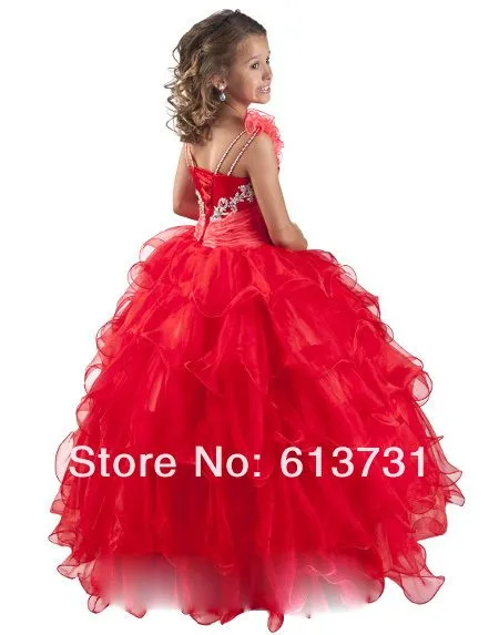 Envío gratis 2013 Red Little Girls Pageant vestidos largos con ...