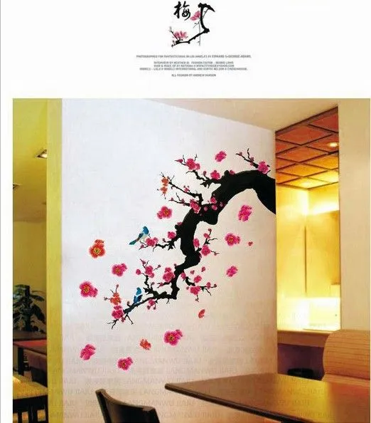 Flores del árbol etiqueta de la pared TV Home Decor Wallpaper ...