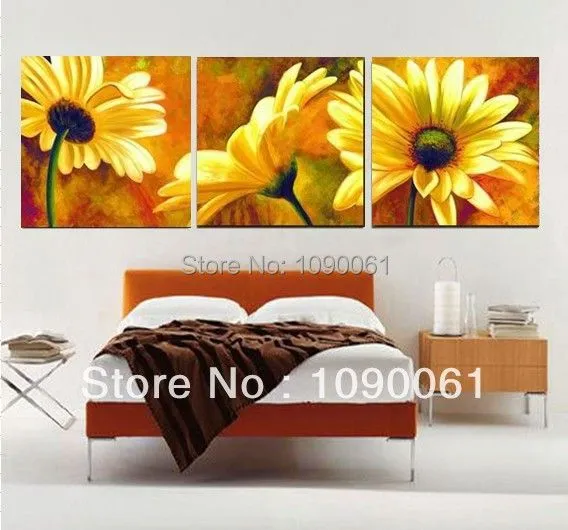 Aliexpress.com: Comprar Mano pintura de la lona flores 3 panel ...
