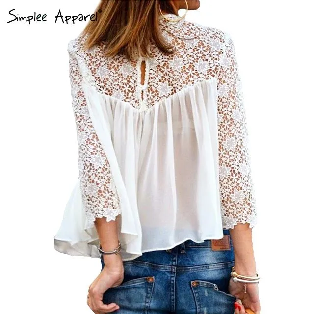 Aliexpress.com: Comprar Marca blanca blusa de encaje para mujeres ...