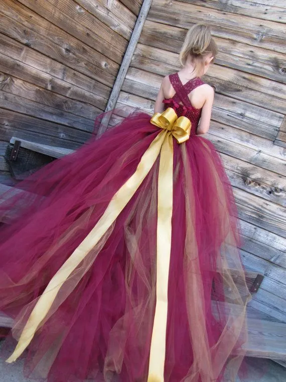 Aliexpress.com: Comprar Princesa de borgoña oro vestidos niña ...